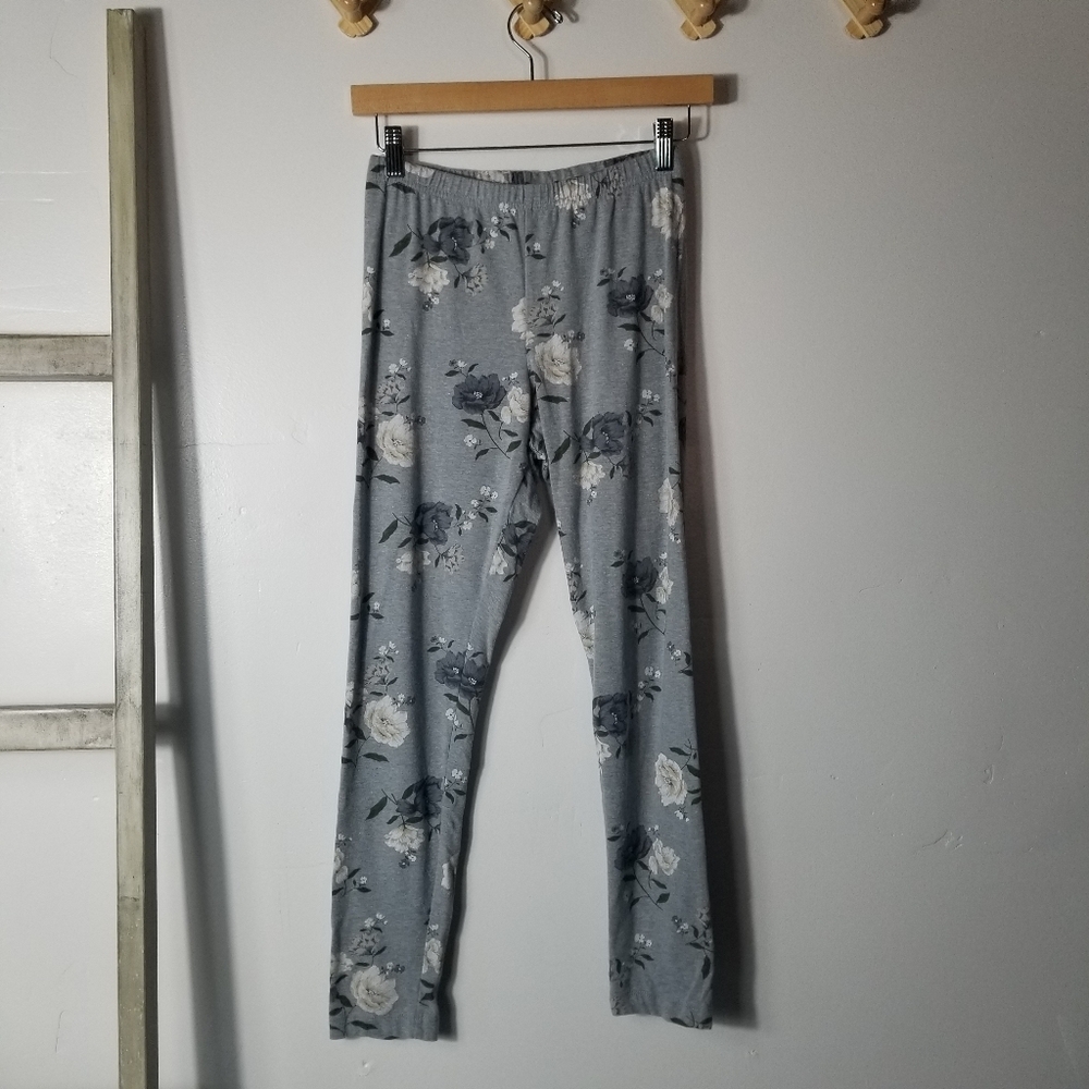 OLD NAVY WOMEN'S FLORAL GRAY LEGGINGS SIZE MEDIUM